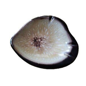 Vintage Mid-Century Mod Ashtray Retro Brown/Gold Ceramic Drip Glazed 6 X 5 In